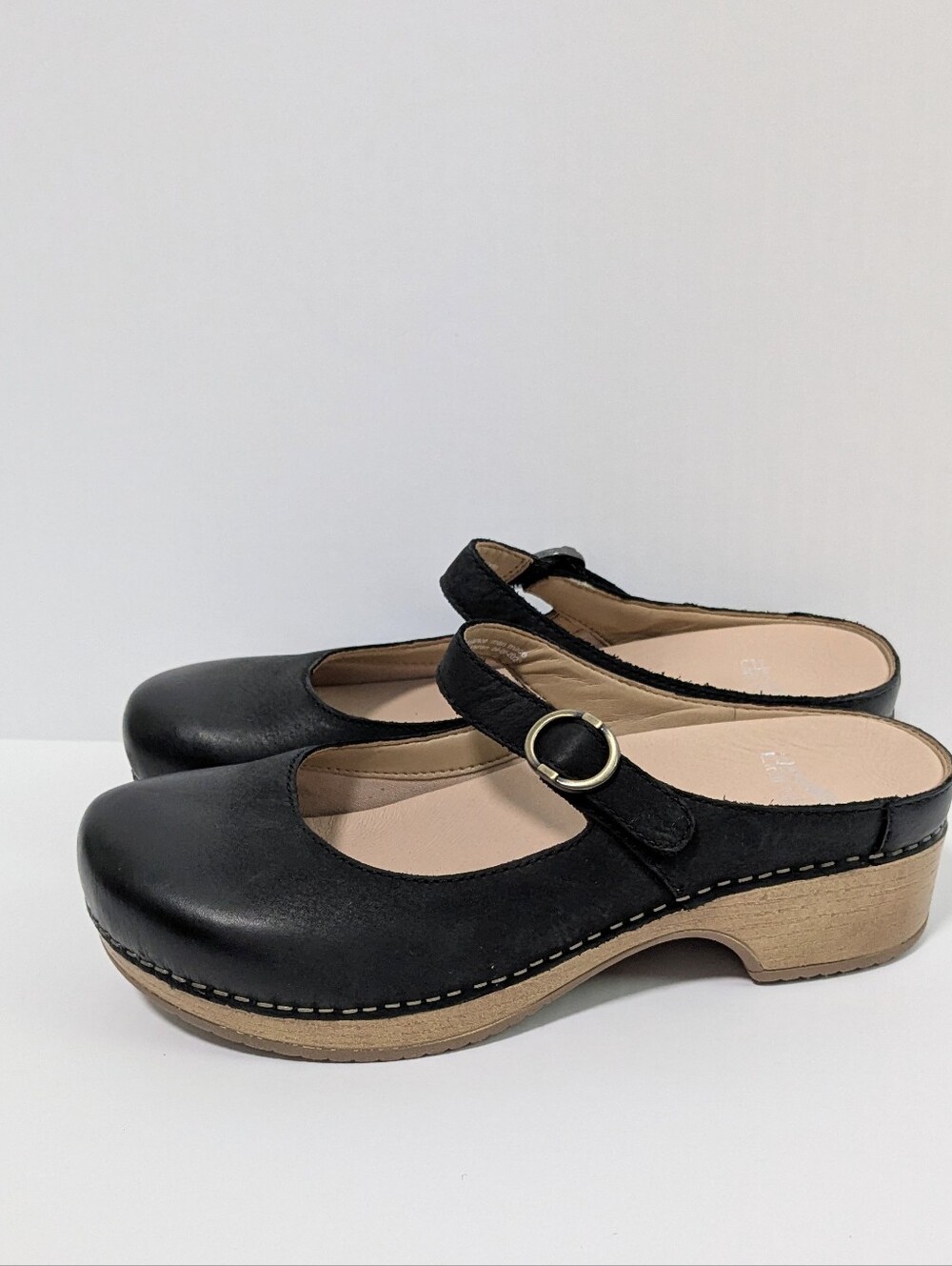 Dansko Bria Black Mary Jane Clog Mules 37 6.5 7 Shoes Leather